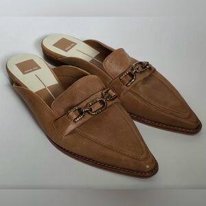 Dolce Vita Brown Mules with Gold Chain